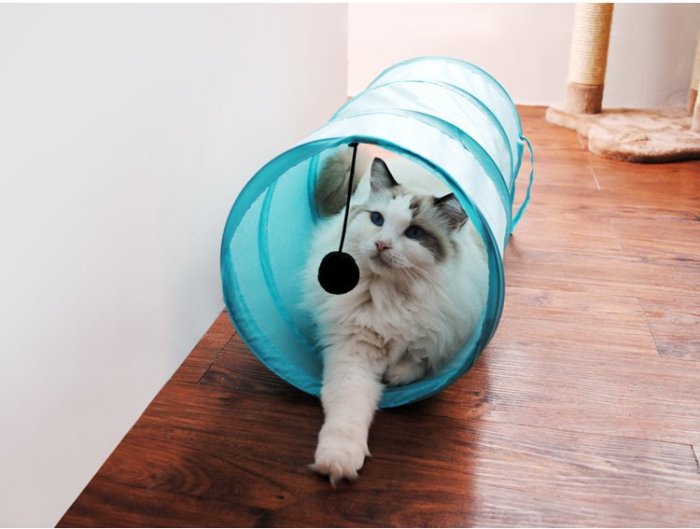 「寵愛有家」田田貓彩色螺旋貓隧道 4色可選 可折帳篷隧道 貓窩 睡袋 貓玩具