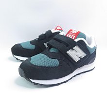 New Balance 574 中童 PV574MGH 復古休閒鞋 魔鬼氈 W寬楦 黑/雲杉綠【iSport愛運動】