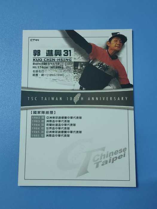 中華台北隊~郭進興 TSC THE LEGEND of 100 WINS PITCHERS #CT44 百勝傳奇