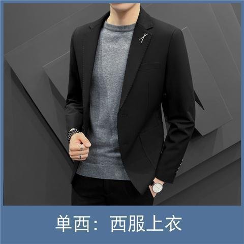 【現貨】男士休閑西裝韓版修身高級小西服套裝兩粒扣痞帥潮流結婚外套上衣-cici隨心購1