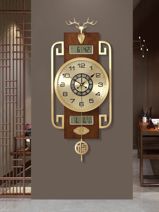 現貨高品質鐘表掛鐘客廳家用輕奢銅鐘高端靜音時鐘掛墻石英鐘年歷簡約