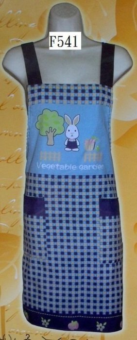 A++~台灣製單層莊園兔格紋防水圍裙~F541藍色