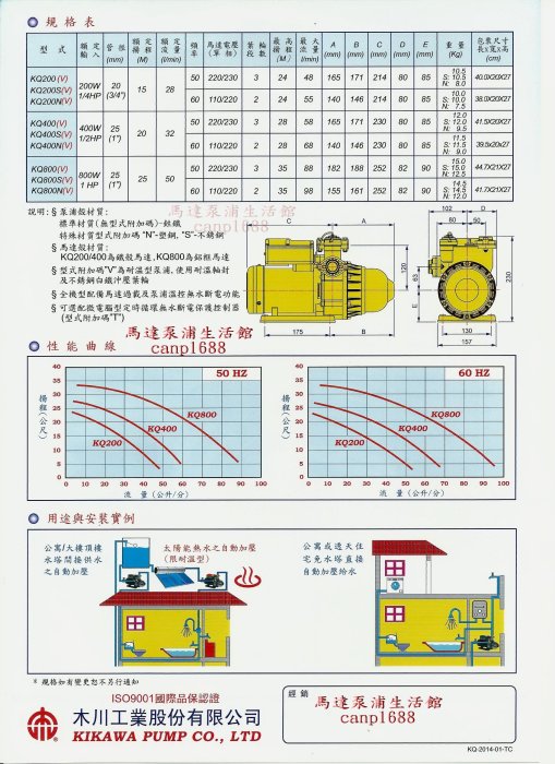 木川泵浦 1/4HP KQ200V 熱水電子恆壓機~(東元馬達) KQ-200V 另有KQ-200SV KQ-200NV