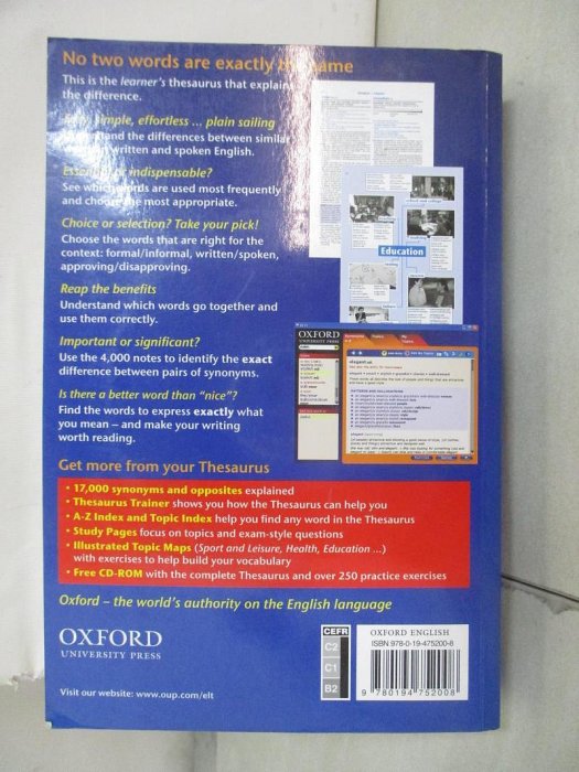 【書寶二手書T8／字典_EQ9】Oxford Learners Thesaurus-A Dictionary of..._Lea