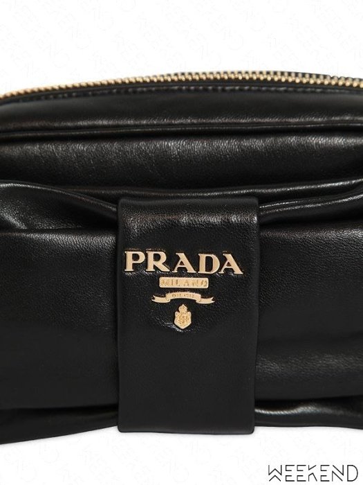 【WEEKEND】 PRADA Bow Camera 蝴蝶結 皮革 相機包 肩背包 黑色