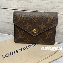 《真愛名牌精品》LV M62360 Victorine 錢包 金扣內粉色 3折短夾 *82成新*202669