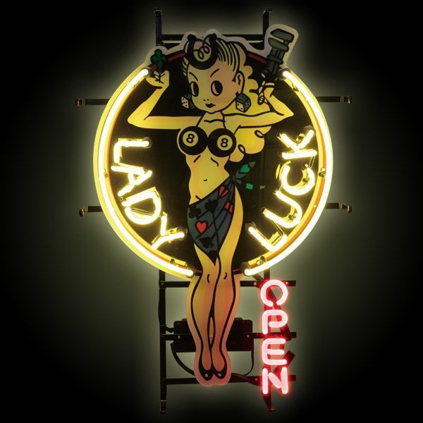 (I LOVE樂多) Lady Luck Neon Sign 幸運女神霓虹燈 打造居家/車庫裝飾情境