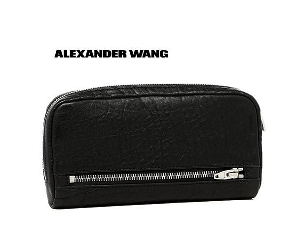 Alexander Wang 王大仁 亞歷山大·王 ►(黑色×金屬銀鎳色) 真皮長夾 錢包 皮夾｜100%全新正品