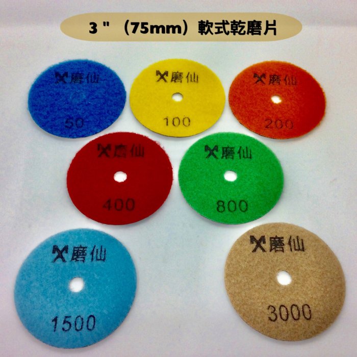 研磨工坊～3＂（75mm）軟式乾磨片 / $70元 /片