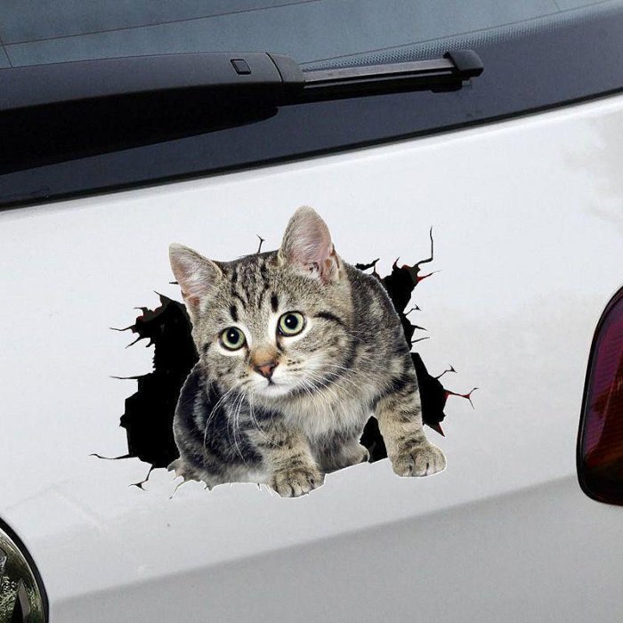 汽車貼紙創意個性3D立體小貓車貼可愛卡通貓咪搞笑車身劃痕遮擋貼-萬物起源
