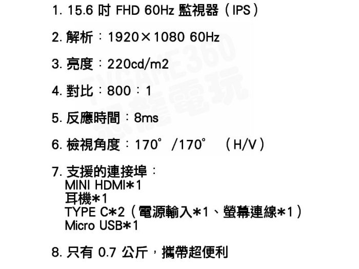 G-STORY GSW56FM 15.6吋 行動螢幕 攜帶式 可攜式 LCD HDMI TYPEC PS4 SWITCH