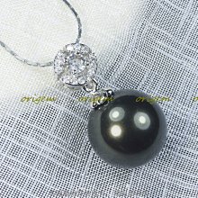 珍珠林~零碼出清~最佳經典款~14MM硨磲貝黑珍珠墬.免費附贈配戴鏈子#322