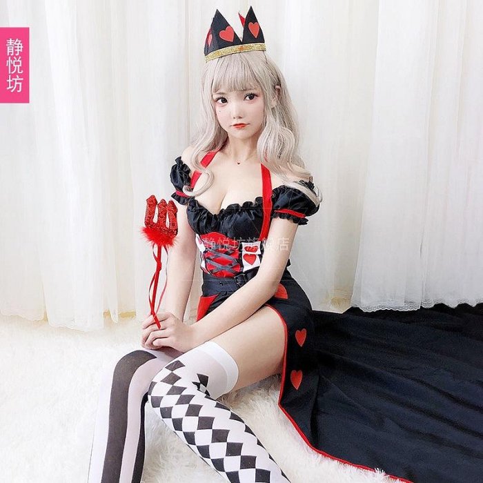 cosplay裝扮 cosplay服裝 萬圣節夢游仙境紅心皇后撲克女王裝性感賭場小丑裝女巫裝化裝舞會162 XJ005