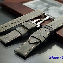 【時間探索】 Panerai 沛納海 代用 仿舊麂皮款高級摺疊扣錶帶 ( 24mm )