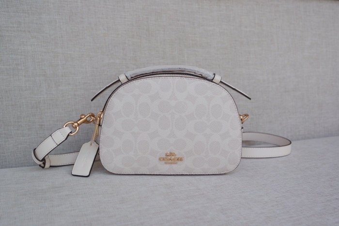 DanDan代購 美國正品 COACH 1591 新款Serena系列拼色圓餅包 女士單肩斜挎手提包 潮流時尚 附購證