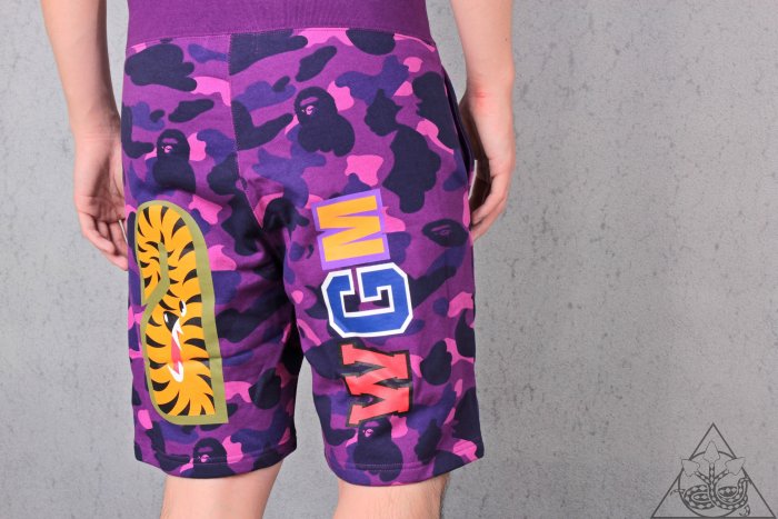 【HYDRA】A Bathing Ape Color Camo Shark Shorts 紫迷彩 短褲【BAPE17】