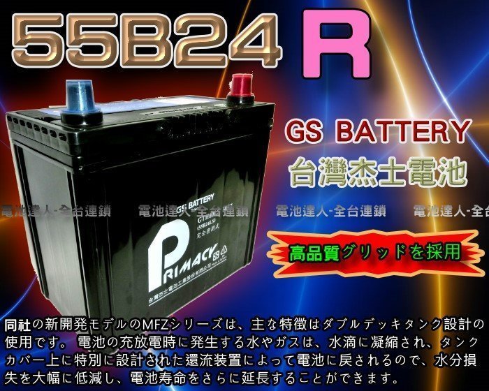 【台南 電池達人】杰士 GS 統力電池 55B24R 電瓶適用 46B24R 50B24R SWIFT SX4 吉星