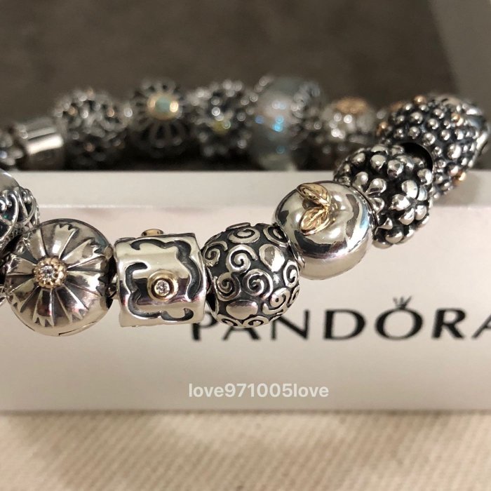 Pandora 925銀+14k金 平平安安 蘋果 串飾