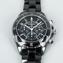 【一元起標-店保半年】CHANEL香奈兒(41mm) J12-H0940全陶瓷-自動上鍊機械計時腕錶(附盒書)