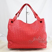 【茱麗葉精品】二手精品 【9成新】BOTTEGA VENETA 純手工編織小羊皮雙把購物包.紅#723 現貨