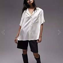 (嫻嫻屋) 英國ASOS-Topshop白色鍛面襯衫領飄曳袖上衣EC23