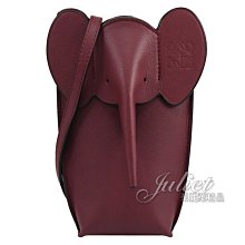【茱麗葉精品】二手精品 【9.9成新】LOEWE 小牛皮大象造型斜背手機包.紫紅#911