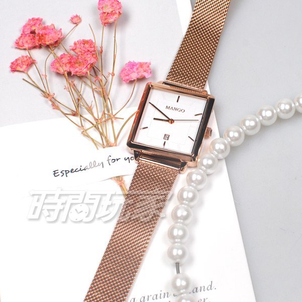 (活動價) MANGO 典雅復古 米蘭錶 不鏽鋼時尚 簡約 女錶 防水手錶 玫瑰金 日期顯示窗 MA6765L-RG