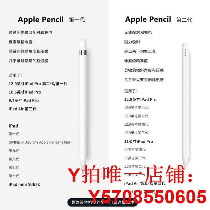 Apple/蘋果 Apple Pencil 平板ipad手寫筆一代二代applepencil2代