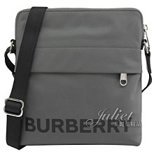 【茱麗葉精品】全新商品 BURBERRY 專櫃商品 8052870 燙印LOGO中性風拉鍊斜背扁包.灰 現貨