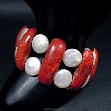 珍珠林 限量設計款 巴洛克變體天然淡水珍珠珊瑚手鍊#432