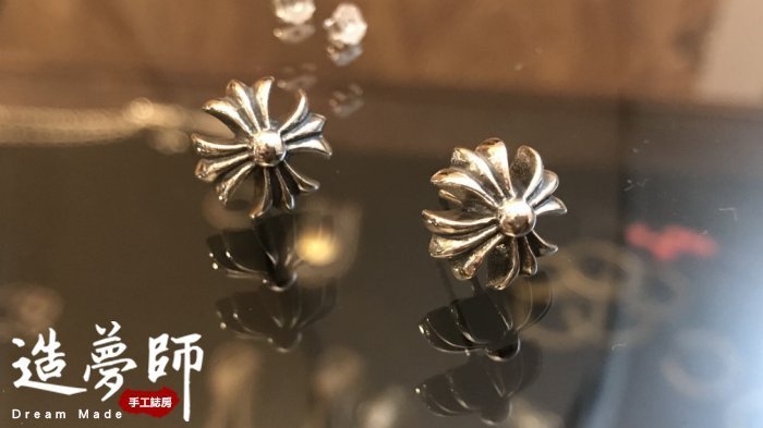 造夢師 手工製作【Chrome Hearts】【復刻】CH 克羅心 經典十字(粗厚款) 原廠耳塞 925純銀 耳環