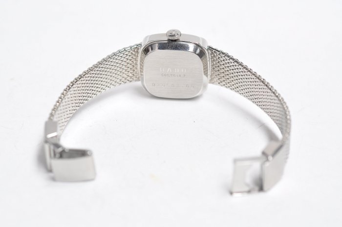 《寶萊精品》RADO 雷達銀藍白方型自動女子錶