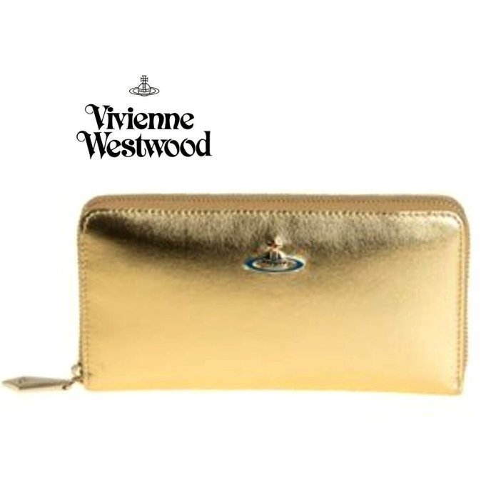 Vivienne Westwood (金色)  Nappa 真皮 拉鍊長夾 皮夾 錢包｜100%全新正品｜特價