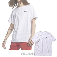【Dr.Shoes 】Nike NSW 小LOGO 刺繡 基本款 圓領 短T 男裝 全白黑勾 AR4999-101