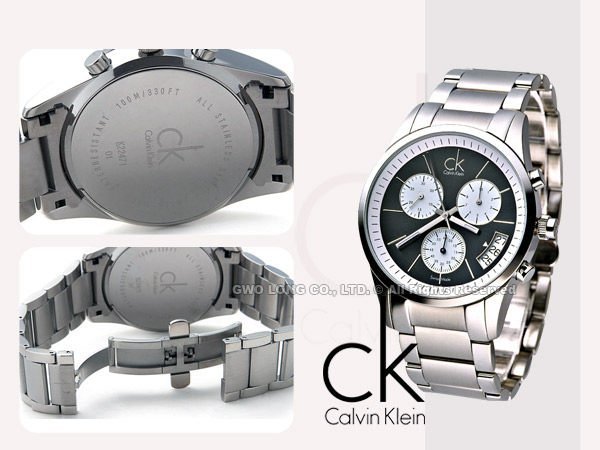 CASIO手錶專賣店 國隆 CK手錶 Calvin Klein K2247107 黑爵大錶徑三眼計時_保固一年_開發票