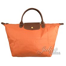 【茱麗葉精品】全新精品 法國Longchamp Le Pliage 折疊短揹帶肩提包.橘 M #1623 現貨