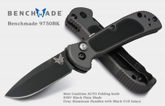 【angel 精品館 】 Benchmade Coalition灰黑鋁鑲G10柄自動刀S30V鋼9750BK