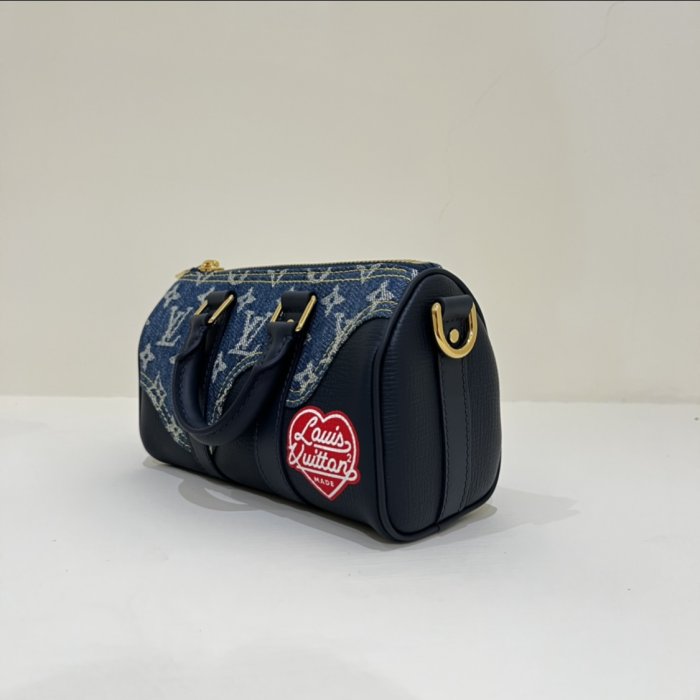 LV KEEPALL XS M81011 老花牛仔圓筒包  《精品女王全新&二手》