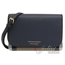 【茱麗葉精品】全新精品 BURBERRY 專櫃商品 8046317 HAMPSHIRE經典棉麻多卡斜背包.深藍 現貨