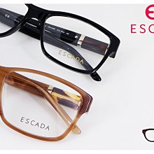 【My Eyes 瞳言瞳語】ESCADA 德國時裝品牌 木茶色/純黑色方形水鑽膠框眼鏡 大框書卷風 (VES295)