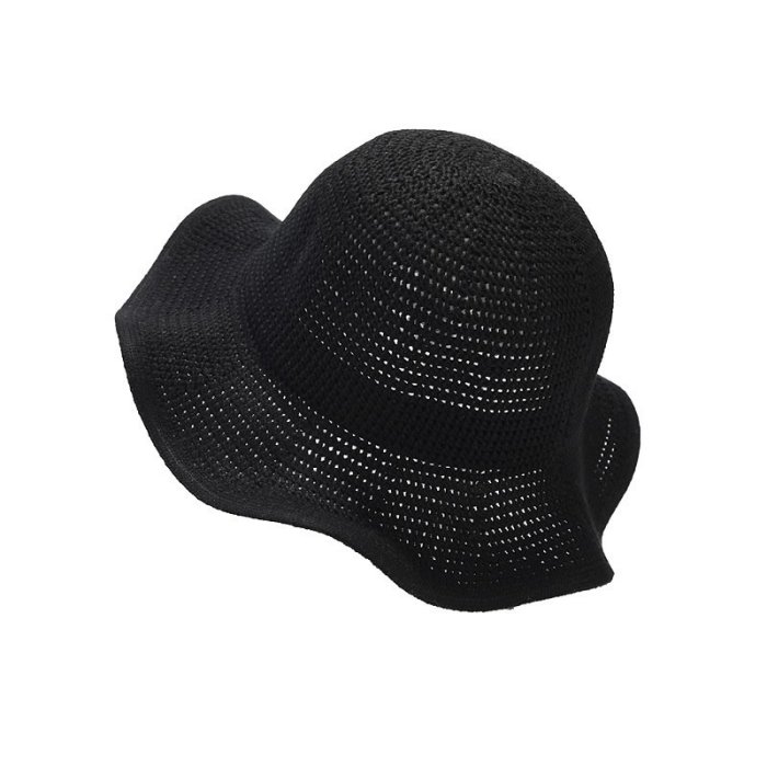 漁夫帽夏季遮陽防曬帽子純色鏤空針織漁夫帽子女戶外旅行韓版休閑帽盆帽