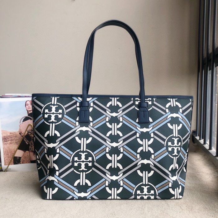 小鹿美國代購 Tory Burch 74659 新款經典設計 品牌獨特印花 提花購物袋 附購証