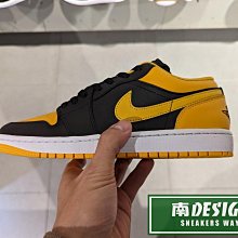 南🔥2024 2月 NIKE Air Jordan 1 皮革 緩震 經典 低筒 大童 女款 黃黑 553558-072