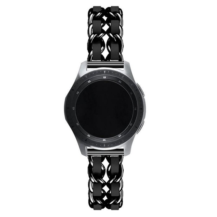 三星蓋樂世watch46mm智能手錶替換錶帶華為GT2PRO小香風奢華牛仔鏈金屬錶帶22mm規格快拆時尚女款華碩小米通用