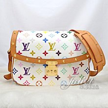 【茱麗葉精品】二手精品【8.5成新】Louis Vuitton LV 春上隆白彩花紋翻蓋斜背包#956 現貨