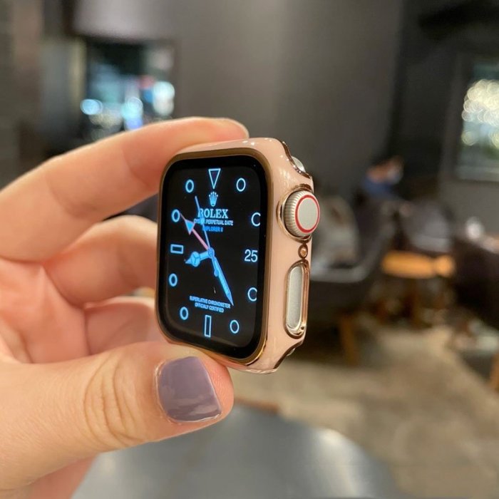 新品 Apple watch金邊鋼化膜一件式殼 防摔保護殼 兼容蘋果手錶 3/4/5/6代 38 40 42 44mm