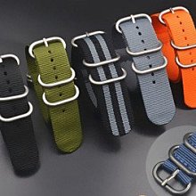 錶帶屋 厚實不銹鋼錶圈五環尼龍錶帶帆布錶帶帆布帶有 20mm 22mm 24mm Nato Zulu  軍事迷 現貨