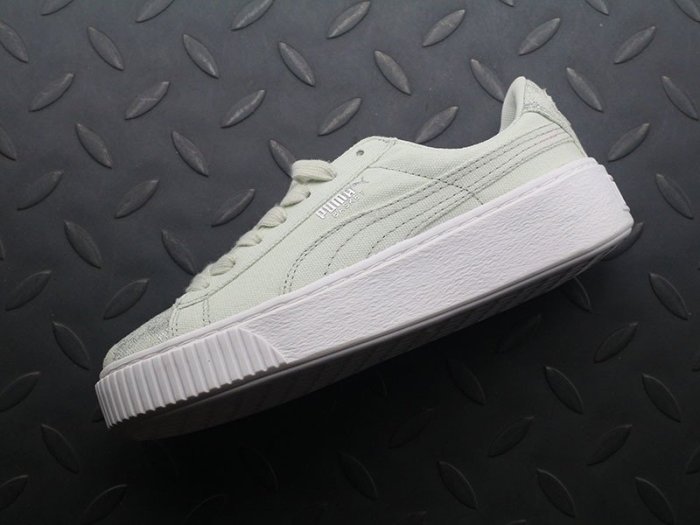 PUMA BASKET PLATFORM 彪馬 淺抹茶 牛仔布 366494-03女鞋