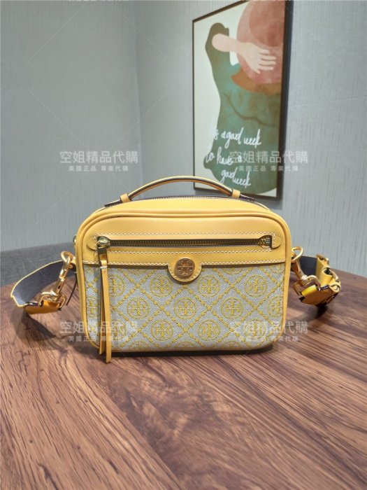 空姐美國代購 Tory Burch 1613 Monogram 復古老花配色相機包 小方包 單肩斜挎女包 側背包 附購證