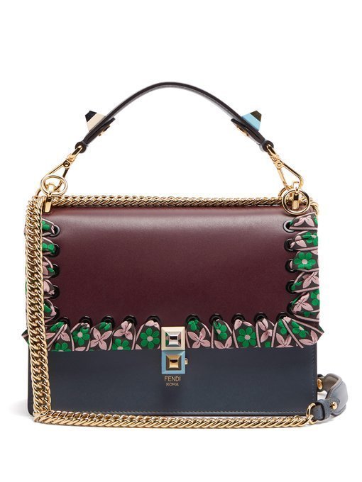 FENDI  Dotcom ribbon-whipstitch leather bag